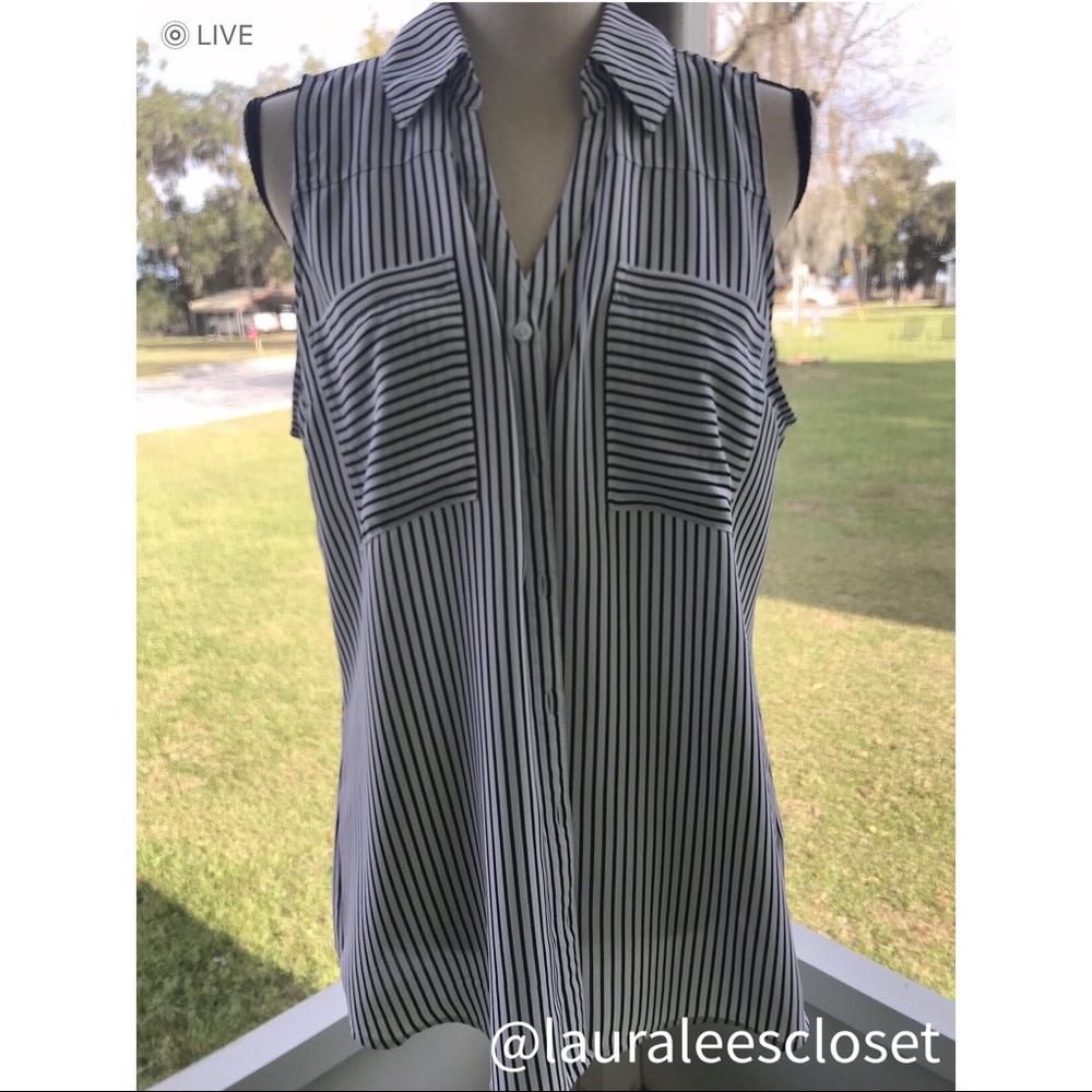 EXPRESS THE PORTOFINO Vertical Striped Blouse